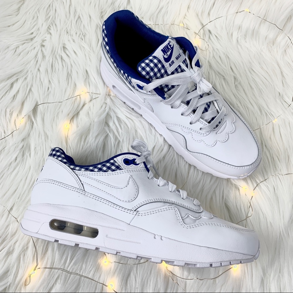 Nike Air Max 1 OG Women’s White Blue Plaid - Picture 1 of 8